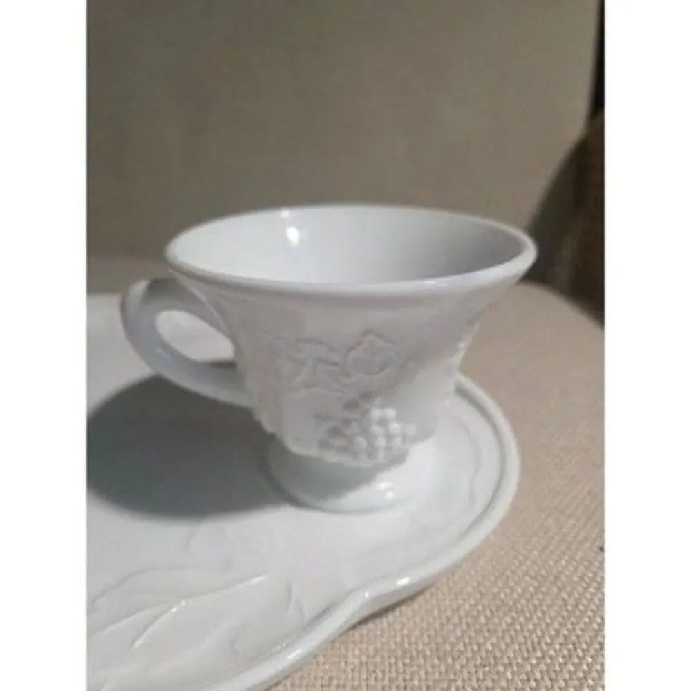 Vintage Indiana Glass Colony Harvest White Milk Glass Snack Set of 4